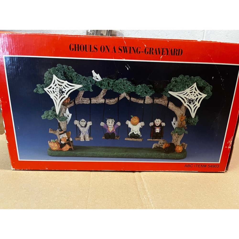 Vintage Halloween Ghouls on a Swing Graveyard Figurine Decor 54903 Spooky decor